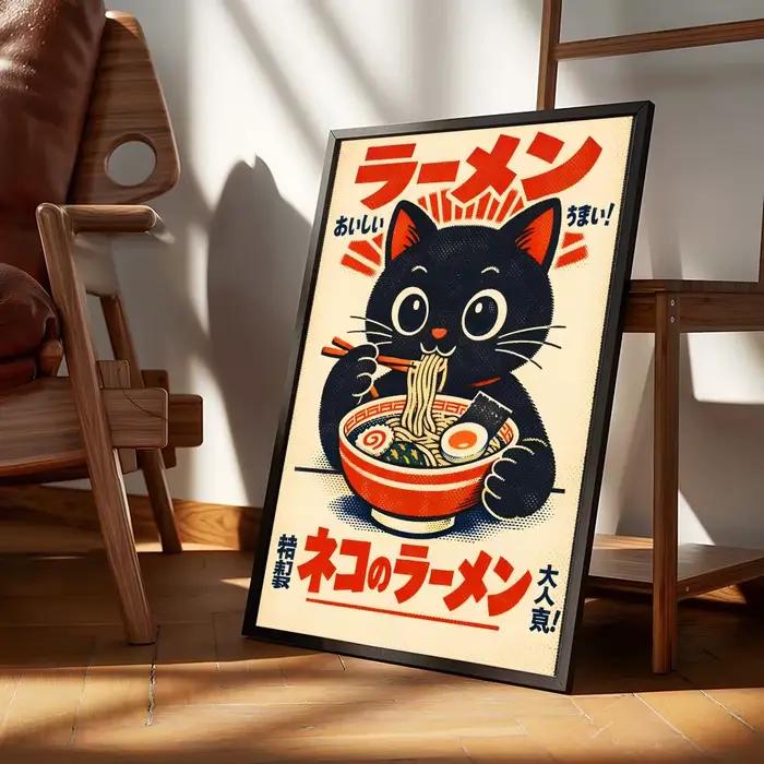 Affiche d'art vintage sur le thème du ramen japonais