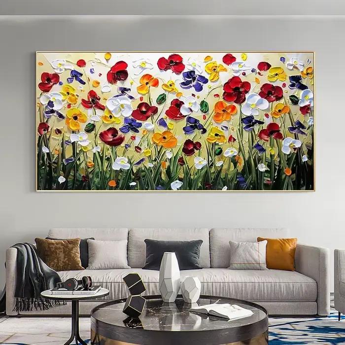 Peinture à l'huile abstraite sur toile dorée et blanche