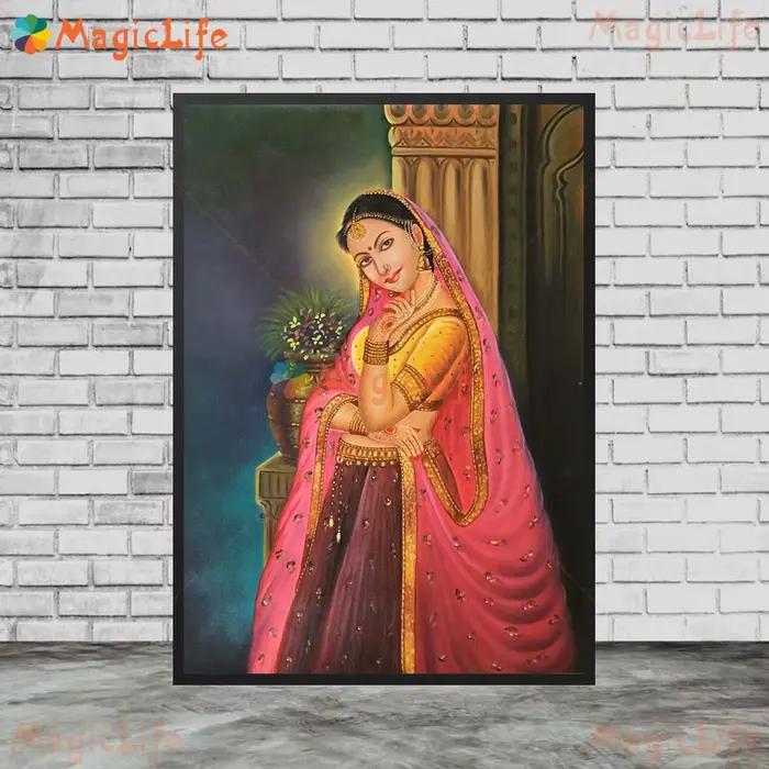 Images murales ethniques de princesse du Rajasthan indien