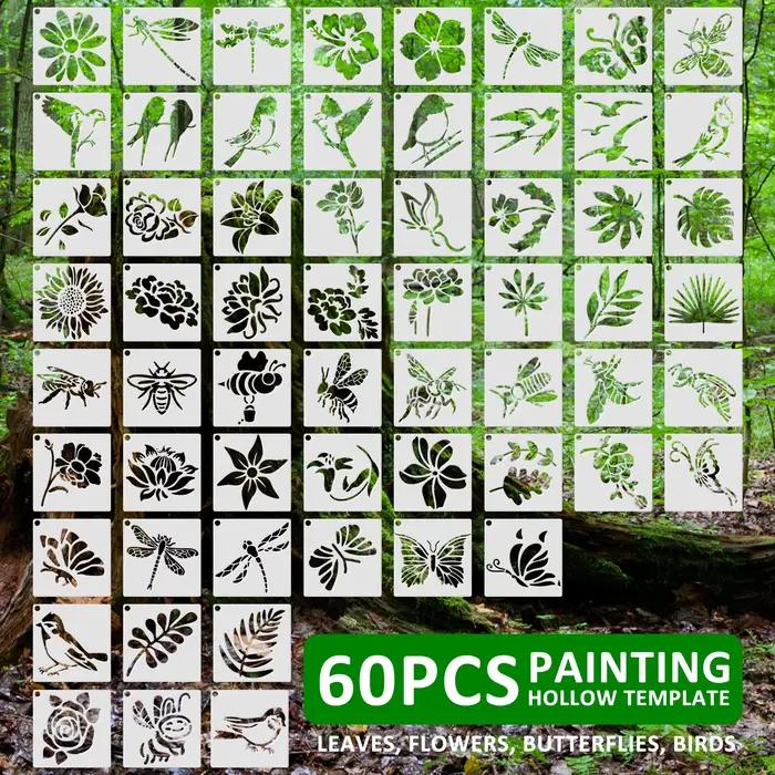 Ensemble de 60 pièces de modèles de peinture de plantes pour carte sur toile