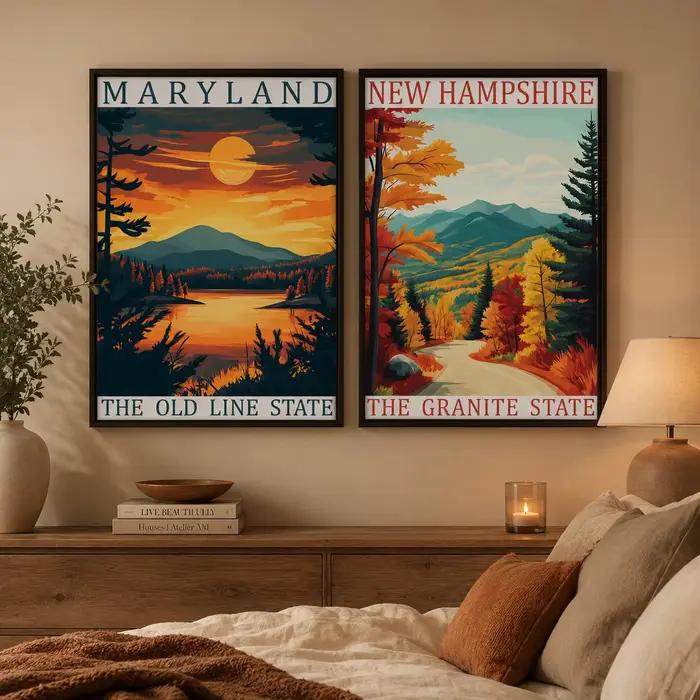 Art mural de paysage, peinture sur toile de paysage occidental