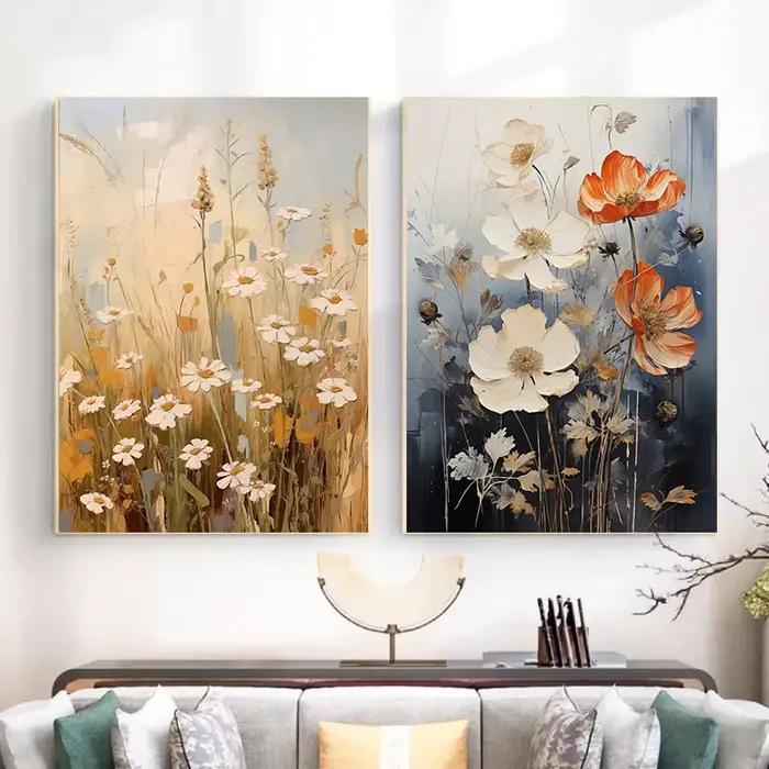 Affiches de champ de fleurs de cosmos roses délicates