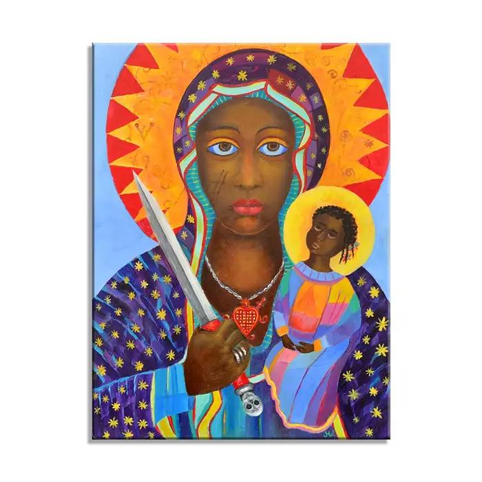 Erzulie Dantor grec et chrétien, Madonna noire, vierge marie catholique, affiche sur toile d'art imprimée, décor de salon, image murale de maison