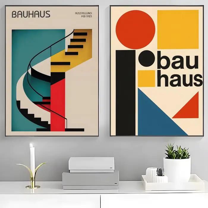Affiche Bauhaus abstraite orange sans cadre