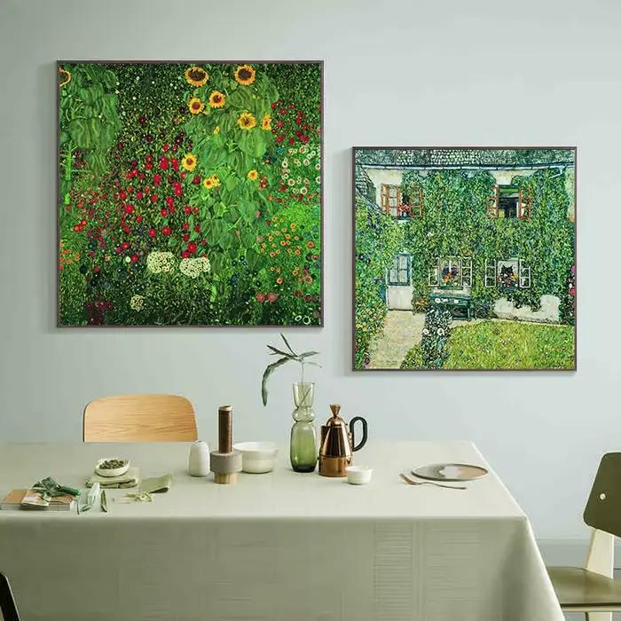 Klimt-Affiche de paysage de fleurs célèbres