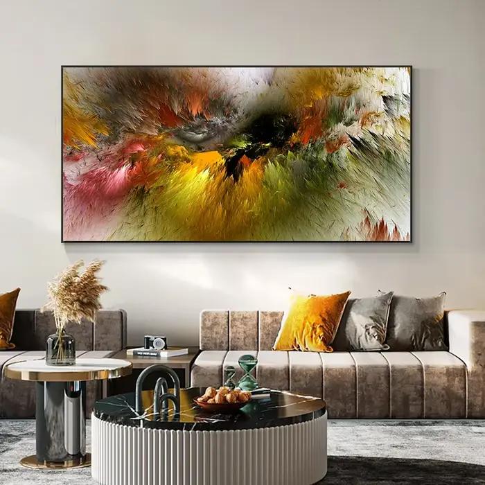Art mural esthétique abstrait classique, nuages gris jaunes, peintures bloquant les couleurs, affiches imprimées, décor de maison, chambre à coucher, salon