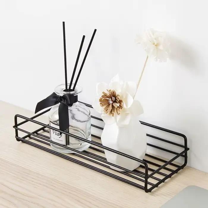 Salle de bains Rack De Rangement Cuisine Organisateur Étagère Noir Étagères Coin Cadre Fer Douche Poinçon Libre Monté Caddy Rack