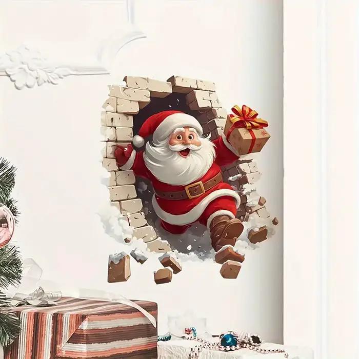Autocollant mural père noël en vinyle auto-adhésif