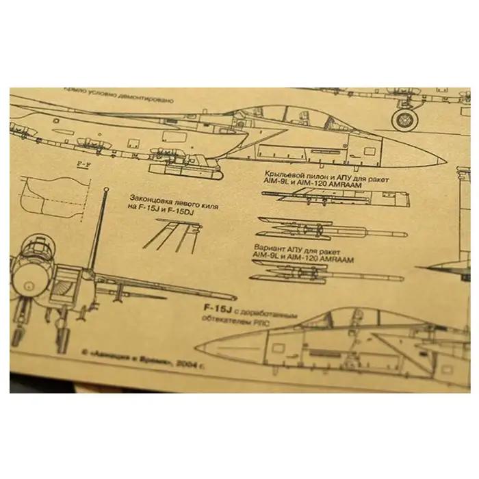 Autocollant mural vintage F15E en papier Kraft