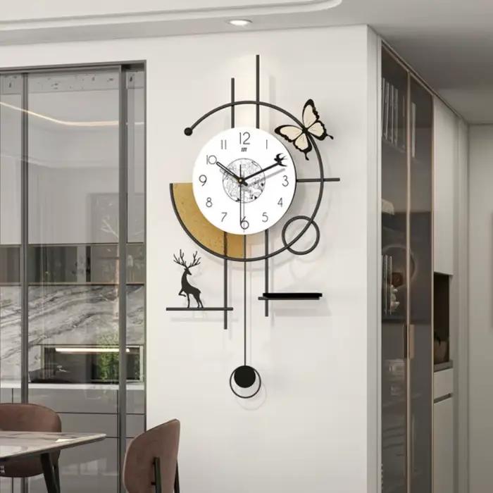 Horloges murales modernes, horloge murale d'art de luxe, décoration de salon, mécanisme silencieux élégant, ornements esthétiques pour la maison