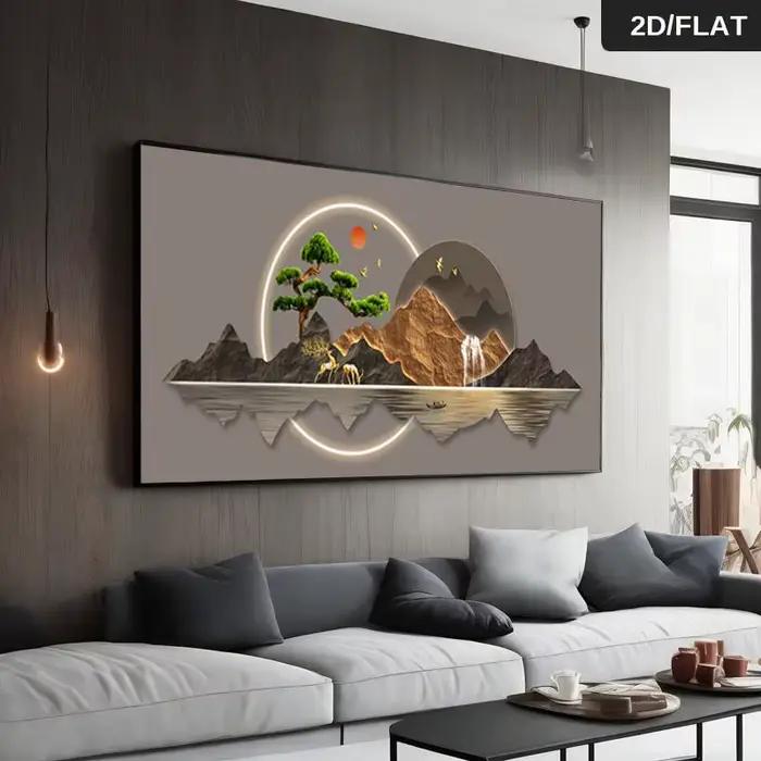 Une peinture à l'huile abstraite moderne - représentant un paysage paisible de pinus