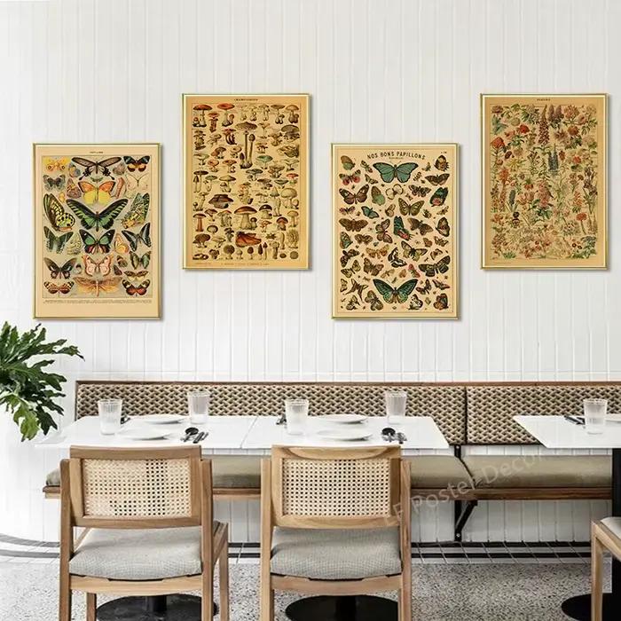Affiche rétro de champignons imprimés d'art botanique