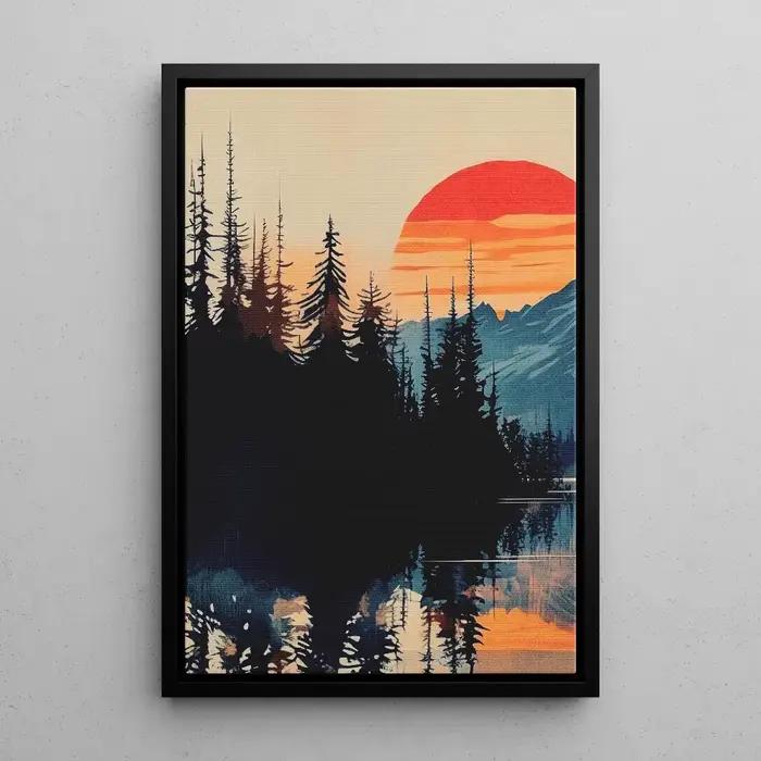 Lot de 3 affiches murales Coucher de soleil sur le Mont Rainier