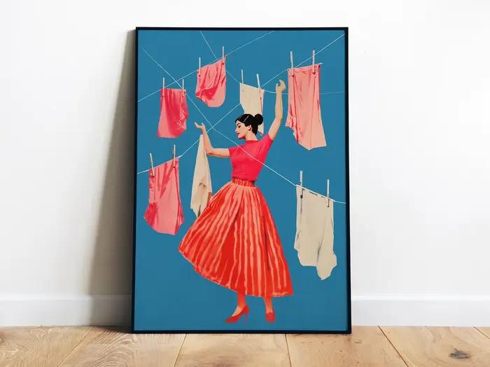 Affiche murale rétro pour femme au foyer