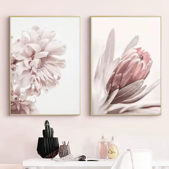 Toile d'art de fleur rose moderne imprimée