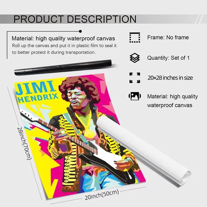 Guitariste j-jimi HendrixS peinture calligraphie HD toile affiche sans plis étanche tous les espaces décoration murale