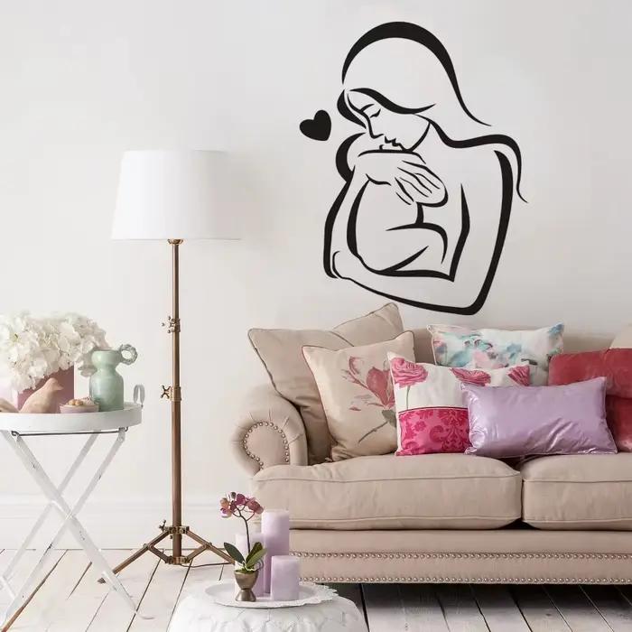 Décalcomanie d'art mural pour bébé et mère