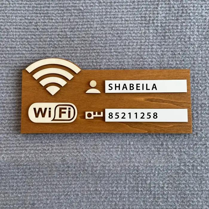 1 plaque rustique en bois pour mot de passe Wi-Fi, indicateur de réseau sans fil vintage à fixer au mur, accessoire de décoration polyvalent pour la maison