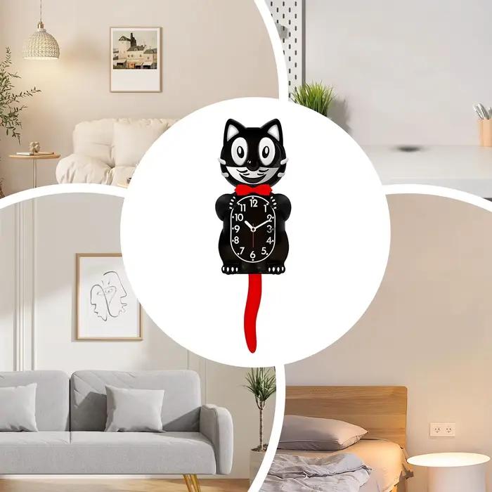 Horloge classique chat mignon avec pendule à queue pivotante