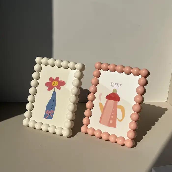 Cadre photo en plastique mignon à bordure perlée