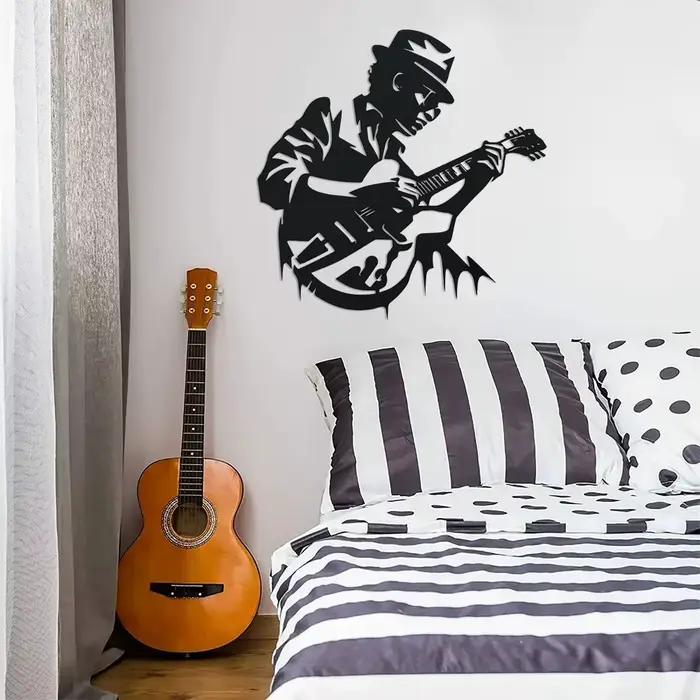 Décoration murale en métal pour guitariste