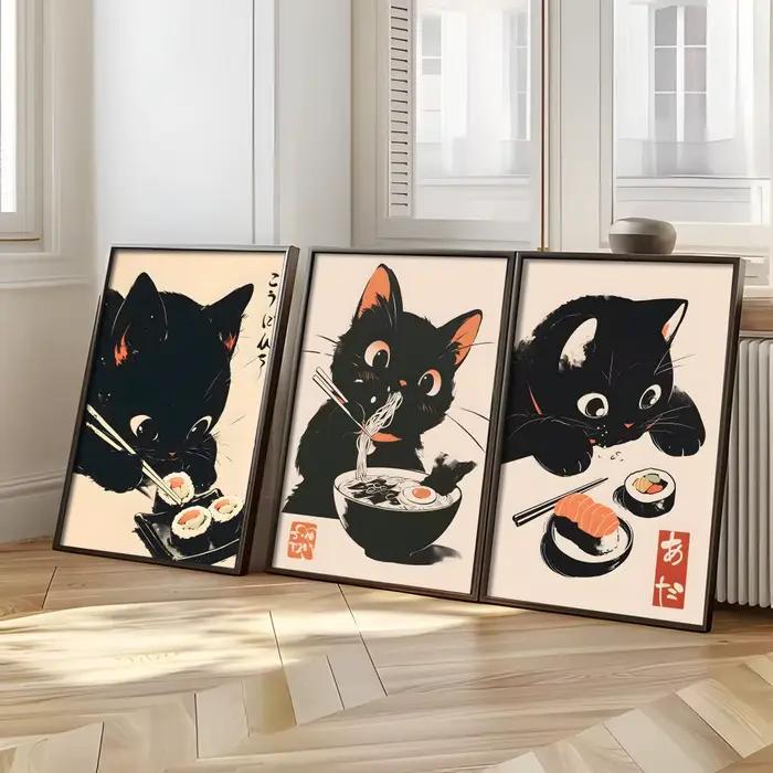 Edacity mignon BlackCat classique Style Vintage affiche Simple décoration autocollant adapté à la maison