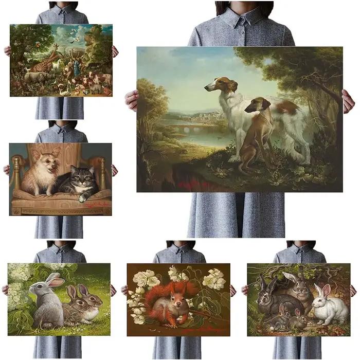 Affiches de paysage Vintage d'animaux de chien