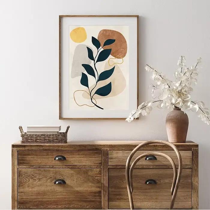 Peinture sur toile de plantes tropicales de couleur Morandi moderne