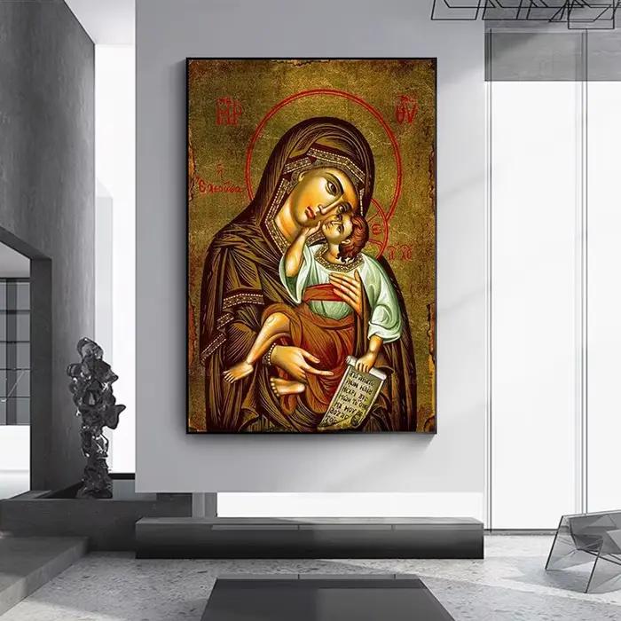 Le thérapeute vierge marie et jésus Ikon Panagia mère de dieu byzantin orthodoxe religieux toile Art mural pour décor de salon