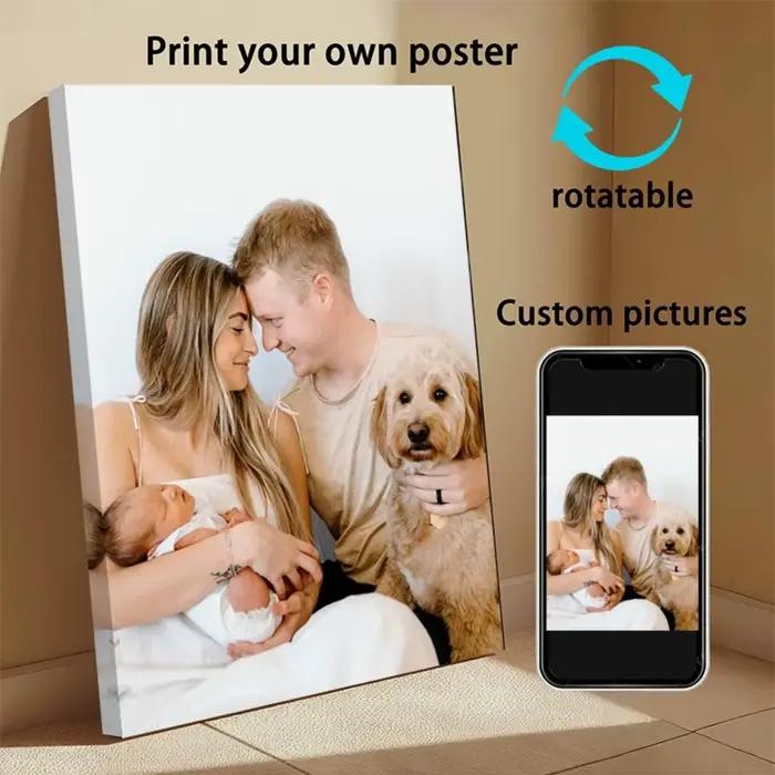 Affiche plate 2D (avec cadre en bois ; pièce unique) — Décoration murale photo personnalisée — Thème « Famille heureuse »