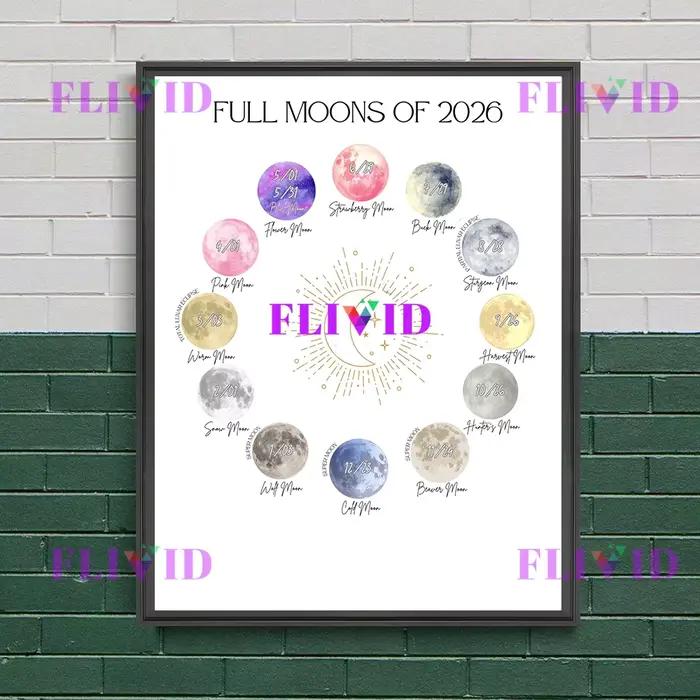 Calendrier de Phase de lune 2026 Art mural