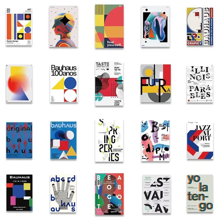 40 pièces Bauhaus avant-gardiste Art affiche peinture Cool Graffiti abstrait autocollant Skateboard téléphone