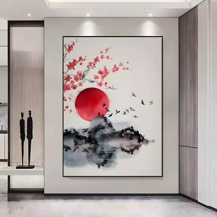 Affiche de peinture à l'encre de paysage Simple