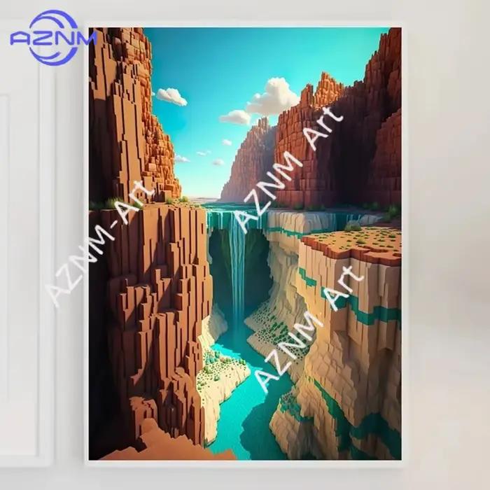 Peinture sur toile Paysage Mine Game Pixel Craft