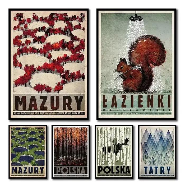 Affiche et impression sur toile rétro originale de Pologne