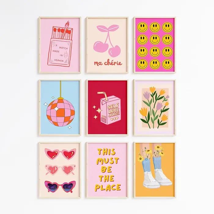 Affiche préppy rose, impression d'art mural