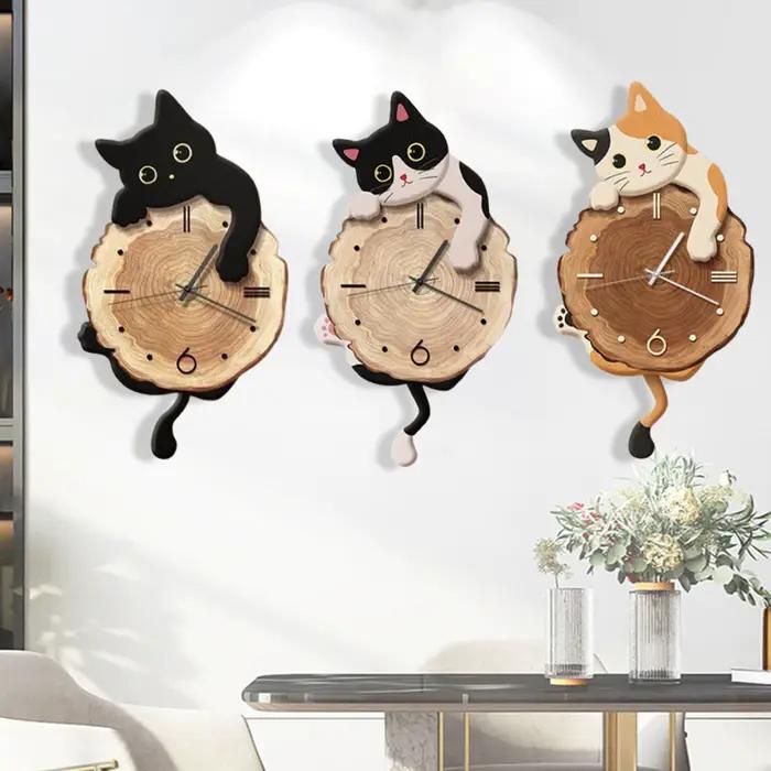 Horloge murale chat, pendule mignon