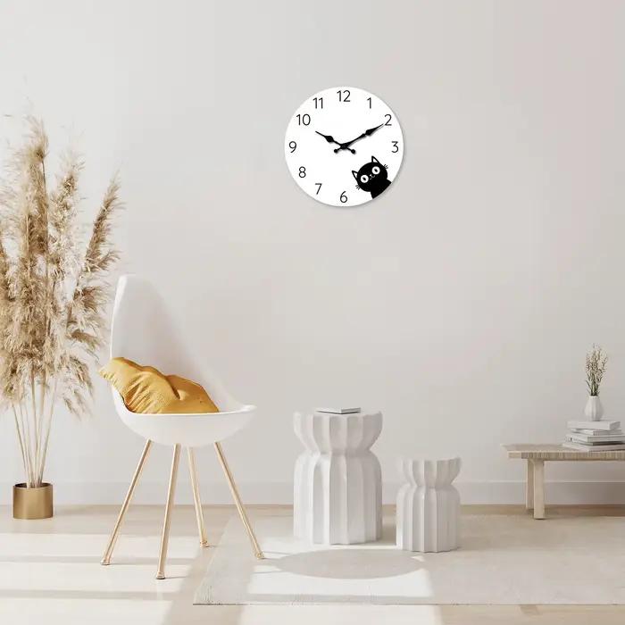 Horloge murale moderne en bois de chat noir Normcore salon chambre cuisine décoration de la maison