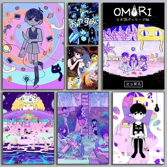Affiche autocollante classique du jeu vidéo anime Omori