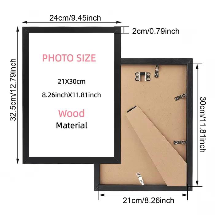 21x30 cm noir et blanc Grain de bois couleur cadre Photo affiche toile