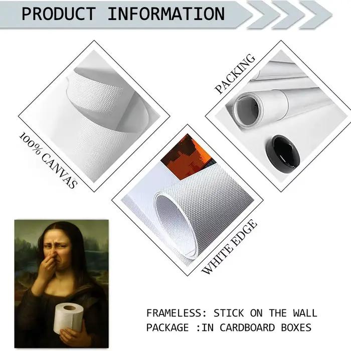 Pièce m-mimiques Mona Lisa couvrant le nez peinture calligraphie toile HD affiche mur Art intérieur couloir décoration de la maison vacances