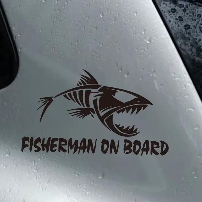Autocollants de pêcheur de poisson squelette sur bateau, créatifs et amusants pour les fans et les amoureux de dessins animés, de haute qualité pour voitures, camions, motos et ordinateurs portables