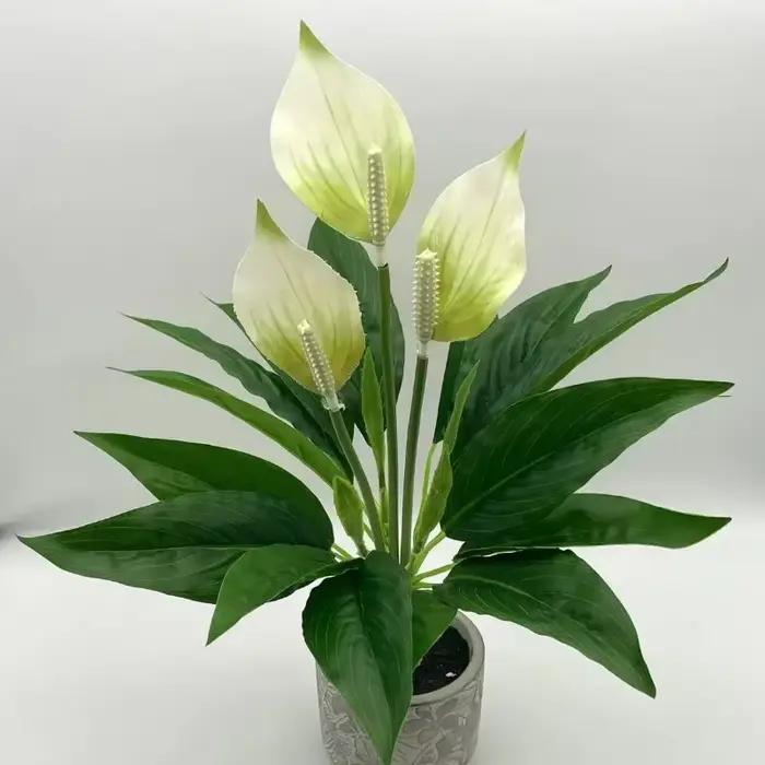Plantes vertes artificielles en pot d'anthurium, ornements de bureau, décoration de maison, décoration de lieu de mariage, fausses fleurs
