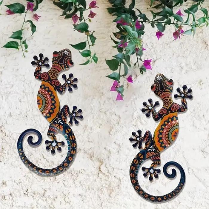 Décorations murales Geckos en métal