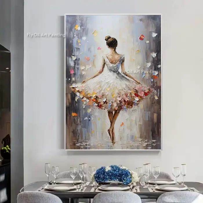 Peinture à l'huile sur toile de Ballet dansant de fille