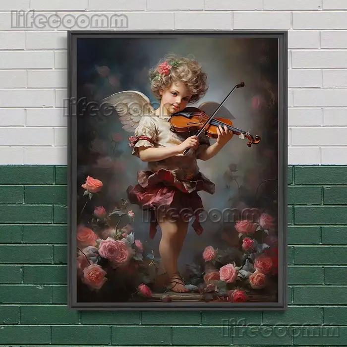 Art mural d'ange romantique imprimé cupidon pour la saint-valentin
