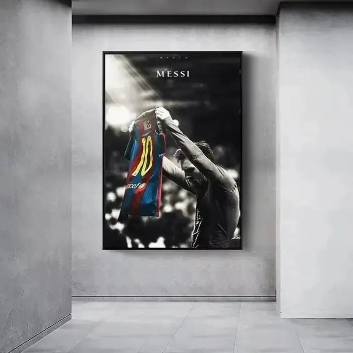 Affiche Murale Rétro de Football Star Messi, Peinture Sans Cadre, Décoration de Chambre, Maison, Club de Football, Cadeaux de Collection GérCollection