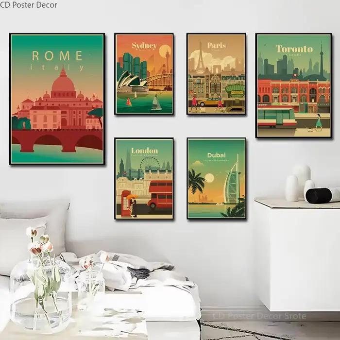 Affiche de voyage des villes mondiales