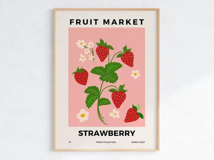 Affiche murale imprimée bleu Pastel