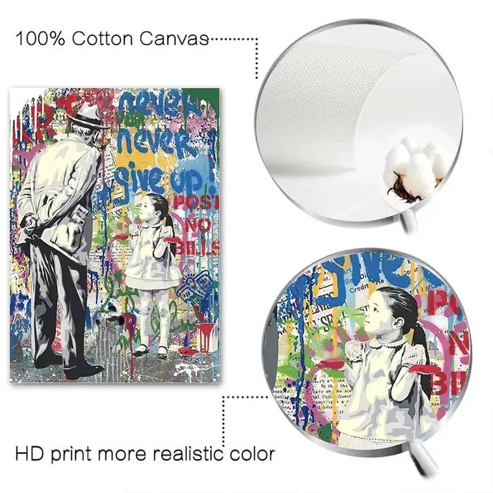 Banksy Art mural je t'aime pour toujours inspiré Graffiti Pop Art toile peinture enfants baiser rue affiche impressions pour décor de chambre